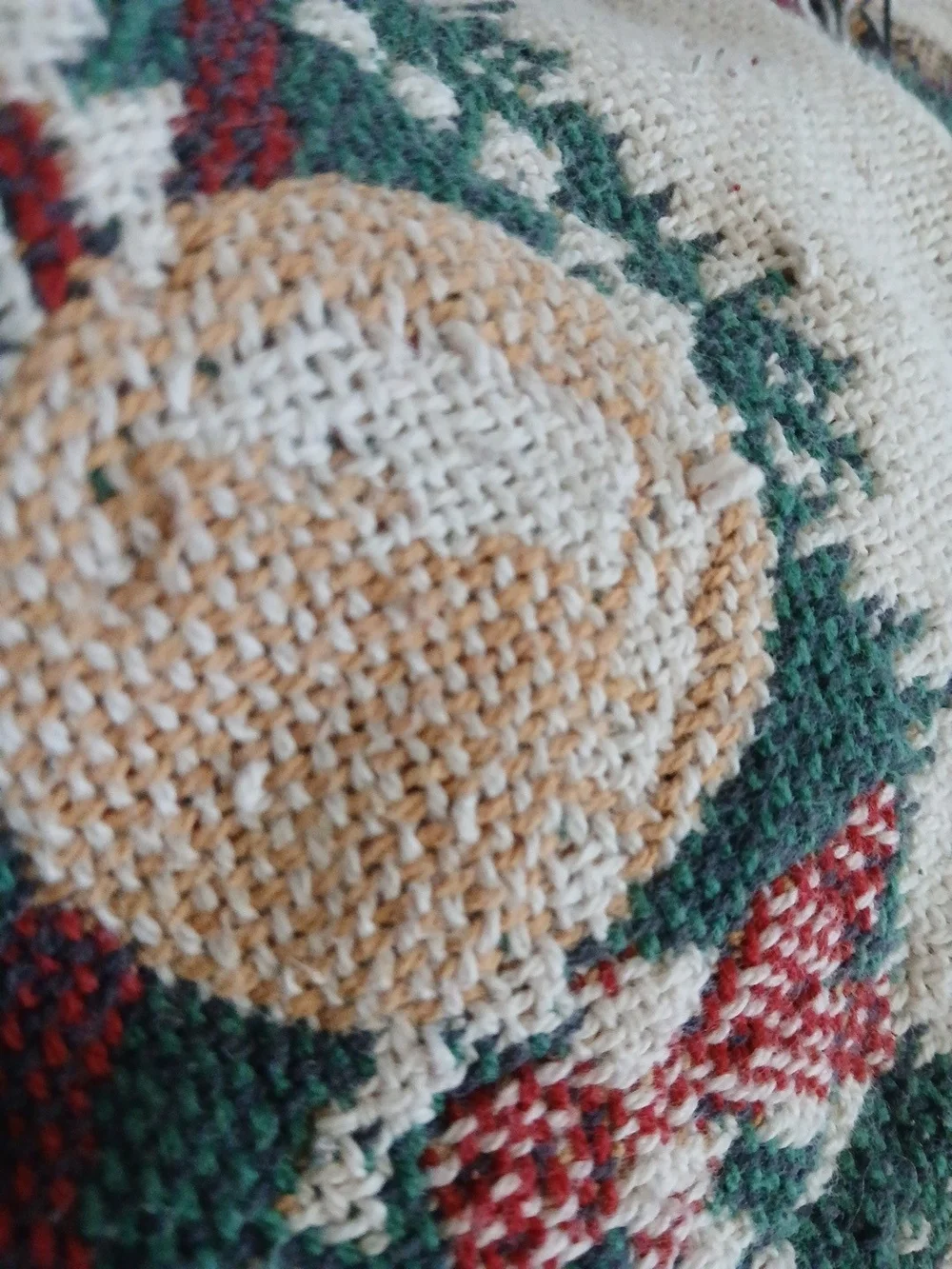 Vtg Crown Crafts Vintage Blanket Woven Cotton Fringe Train 55x42 Grandmacore